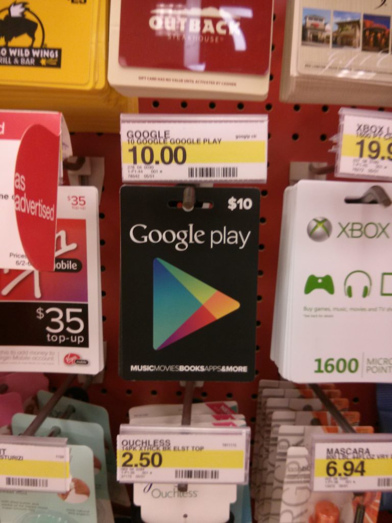 Google play gift card at Walgreens