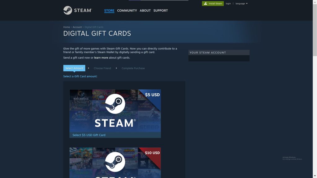 How to buy steam gift card online